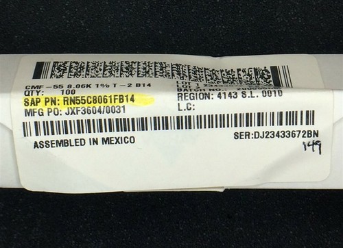 Rn55c8061fb vishay res 06k - rn55c8061fb, 8,06k